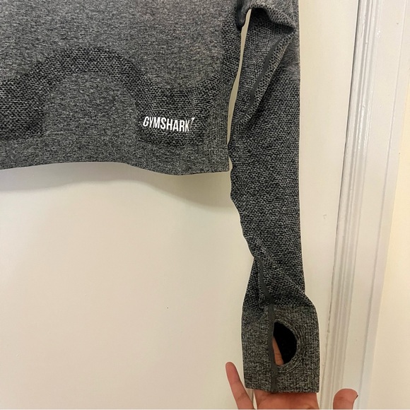 GYMSHARK vital seamless ombre long sleeve crop top with thumbholes everyday flex - Picture 4 of 8
